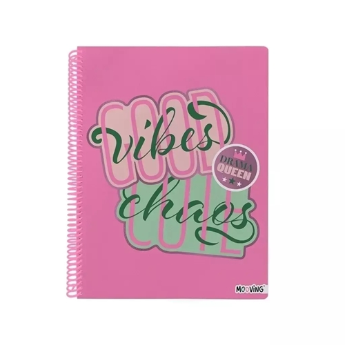 [L65660] CUADERNO MOOVING PINK A4 80 HOJAS (1208267) SEMIRIGIDO ESPIRAL RAYADO