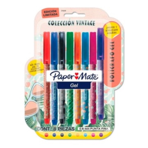 [81495] BOLIGRAFO GEL PAPERMATE VINTAGE FINO 8 UNID. (2152226)