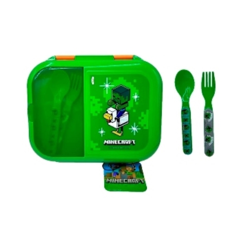 [88248] LUNCHERA CRESKO MINECRAFT BOX CON CUBIERTOS (MI050)