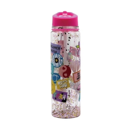 BOTELLA CRESKO 500CC CON PICO ACRILICO GLITTER (CK390)