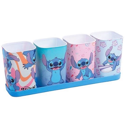 PORTALAPICES PLASUTIL STITCH CON BANDEJA 5 UNID. (15897)