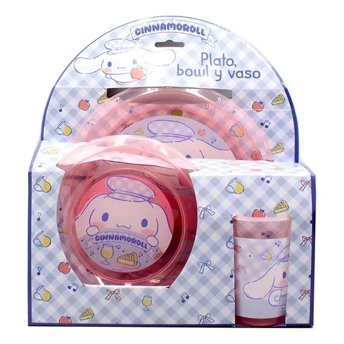 SET VAJILLA CRESKO CINNAMOROLL PLATO, BOWL, VASO (SR030)