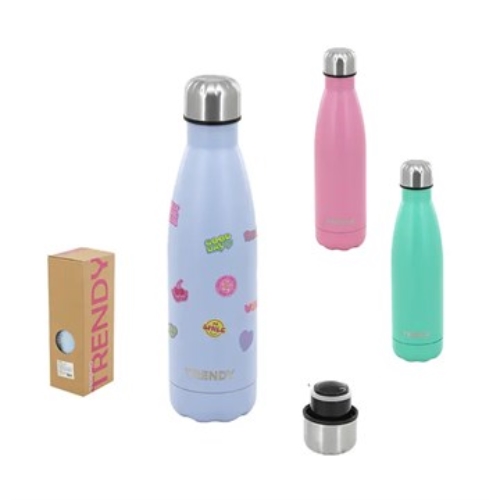 BOTELLA TERMICA TRENDY 500ML ACERO CELESTE (18398B)