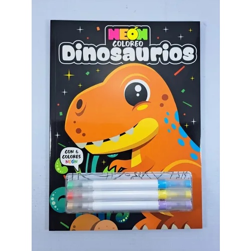 LIBRITO PARA PINTAR BETINA NEON DINOSAURIOS CON MARCADORES