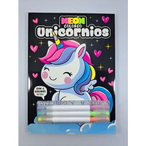 [89134.2] LIBRITO PARA PINTAR BETINA NEON UNICORNIOS CON MARCADORES