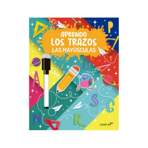 LIBRITO BETINA APRENDO LOS TRAZOS LAS MAYUSCULAS BORRABLE CON MARCADOR PIZARRA