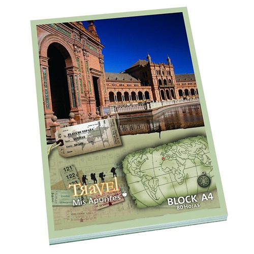 [308412] BLOCK MIS APUNTES TRAVEL A4 80 HOJAS RAYADO