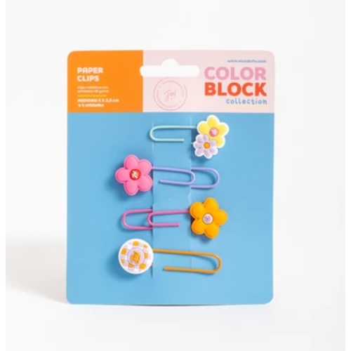 [307351] CLIPS CON SEÑALADOR FW COLOR BLOCK 5 X 2,5 CM 4 UNID. 201407 BLISTER