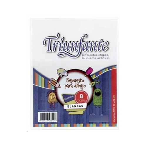 [L18336] REPUESTO DIBUJO TRIUNFANTE N°3 BLANCO 8 HOJAS 118 G/M2