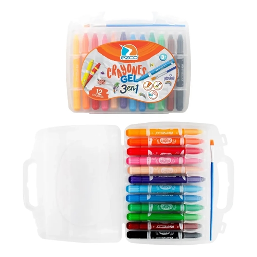 [303884] CRAYONES EN GEL TRABI CON PINCEL 12 COLORES ESTUCHE