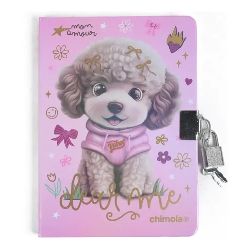 [89213.4] DIARIO INTIMO CHIMOLA POODLE CON CANDADO 80 HOJAS ST100