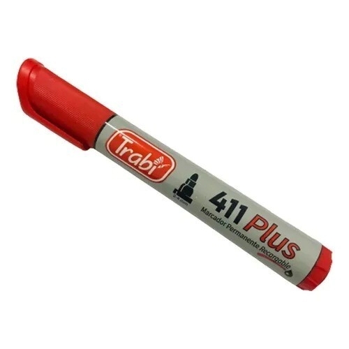 MARCADOR PERMANENTE TRABI RECARGABLE REDONDO ROJO 411