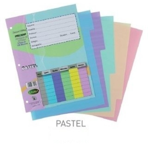 SEPARADOR LAMA OFFICE PASTEL N°3 CON POSICIONES POLIPROPILENO 5 UNID. 5TB150EP 150 MIC