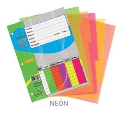 SEPARADOR LAMA OFFICE NEON N°3 CON POSICIONES POLIPROPILENO 5 UNID. 5TB150EN 150 MIC