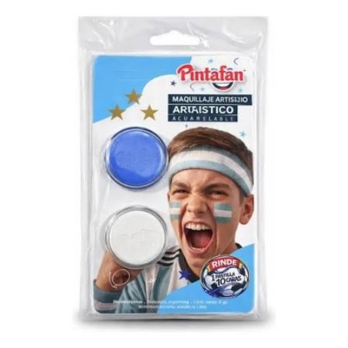 [205317] MAQUILLAJE PINTAFAN ARGENTINA CELESTE Y BLANCO 2 UNID. 13-02