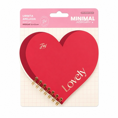 [201574] LIBRETA FW MINIMAL CORAZON 12X12 30 HOJAS 201358 ANILLADA LISA