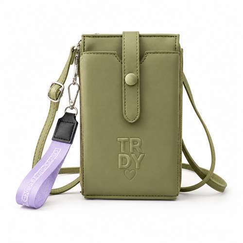 [89432.2] PORTA CELULAR  TRENDY  2 COMPART CON LLAVERO Y CORREA VERDE OLIVA  28703
