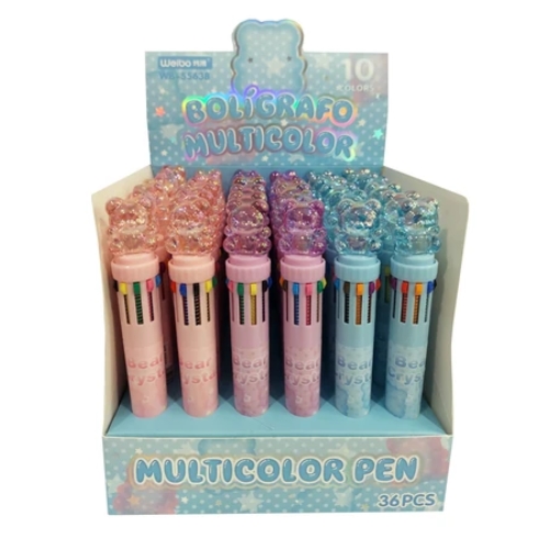 BOLÍGRAFO  MULTICOLOR WEIBO  OSITO 10 COLORES  WB-55638