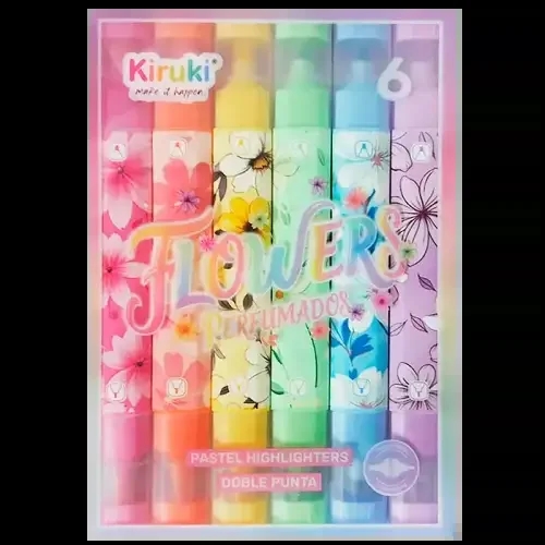 RESALTADORES PERFUMADOS KIRUKI FLOWERS DOBLE PUNTA PASTEL 6 UNID. 180012