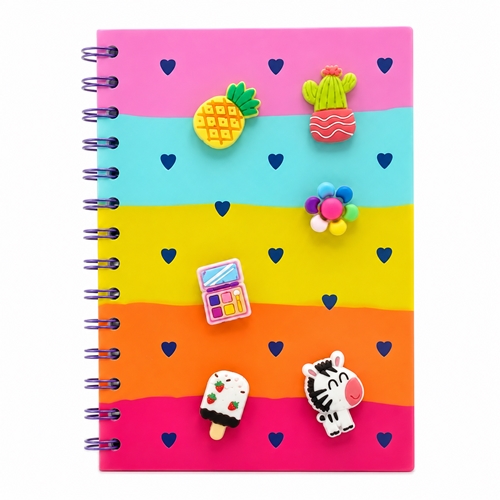 CUADERNO CON PINES 15X21CM ZZ2108 T/ FLEXIBLE C/ ESPIRAL RAYADO