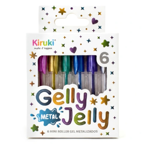 BOLÍGRAFOS GEL KIRUKI GELLY JELLY METAL MINI 0,7MM 6 UNID. 144008