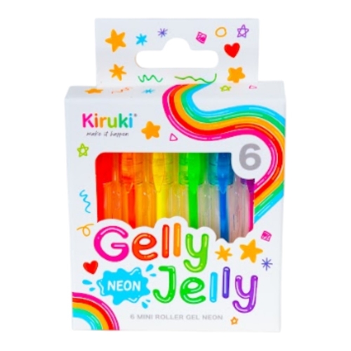 BOLÍGRAFOS GEL KIRUKI GELLY JELLY NEÓN  MINI 0,7MM 6 UNID. 144006