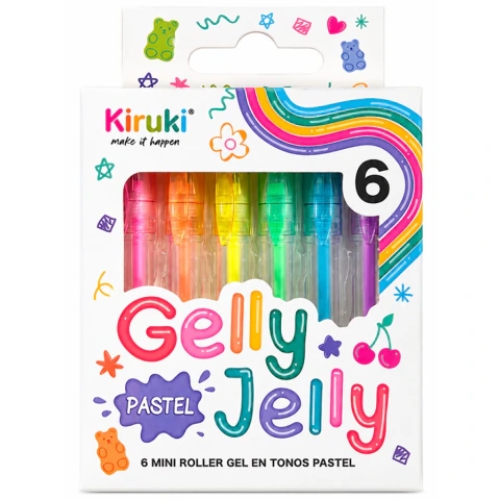 BOLÍGRAFOS GEL KIRUKI GELLY JELLY PASTEL MINI 0,7MM 6 UNID. 144005