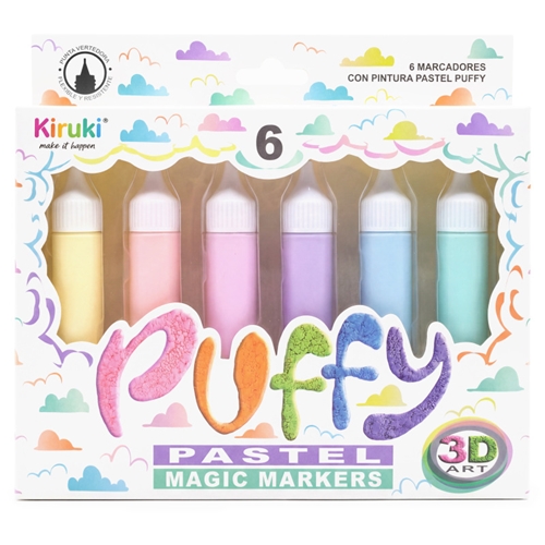 MARCADORES  PUFFY 3D KIRUKI PUFFY 3D PASTEL 6 UNID. 700018