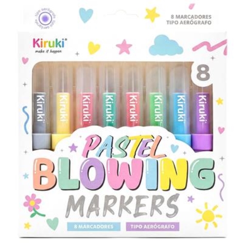 MARCADORES  AEROGRAFO KIRUKI BLOWING PASTEL C/SOPLADOR 8 UNID. 700017