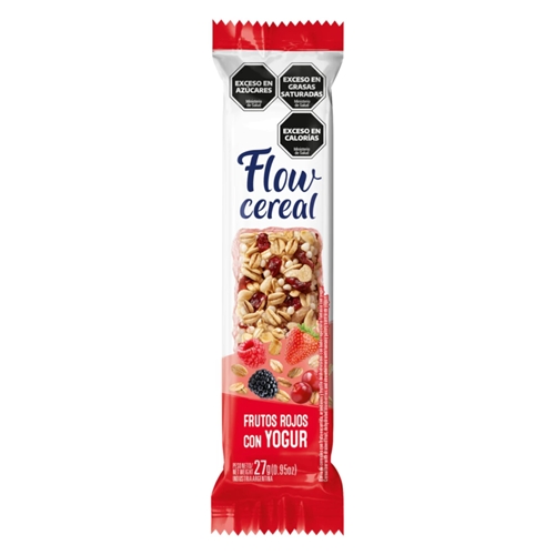 BARRA DE CEREAL FLOW CEREAL FRUTOS ROJOS CON YOGURT 27 GR