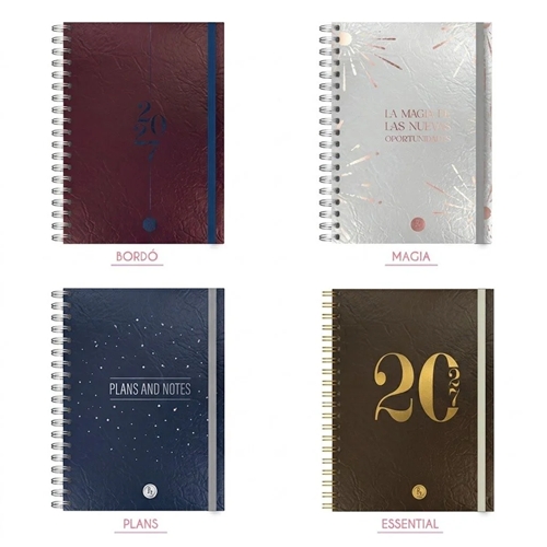 AGENDA 2027 RY PREMIUM SEMANAL MARRON/AZUL METALIZADA C/ELASTICO 15X21CM  8008