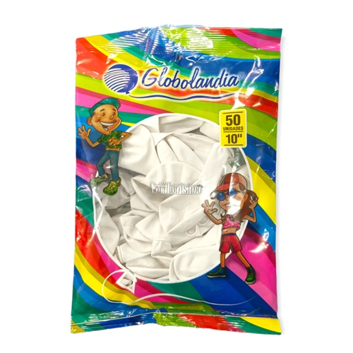 [37634.2] GLOBOS GLOBOLANDIA 10´´ BLANCO 50 UNID. 188