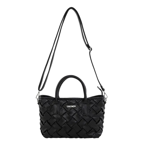 CARTERA  TRENDY TRAMADA PU NEGRO CON CORREA LARGA 29X17CM 32062