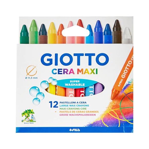 CRAYONES GIOTTO CERA MAXI 12 COLORES SUPER LAVABLE 202202ES