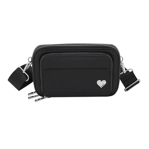 [90068] PORTA CELULAR TRENDY 3 BOLSILLOS PU NEGRO 21X13CM 31992