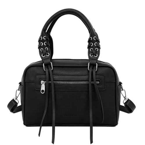 CARTERA TRENDY 2 BOLSILLOS PU NEGRO C/CORREA DESMONTABLE 28X18CM 32092