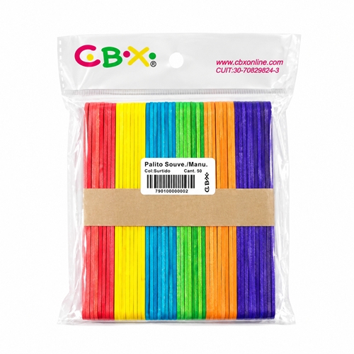 [L08502] PALITOS DE HELADO CBX COLOR SURTIDO 50 UNID.