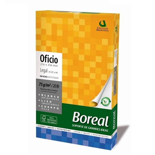 RESMA BOREAL LEGAL 500 HOJAS 75 GR 216X356 MM