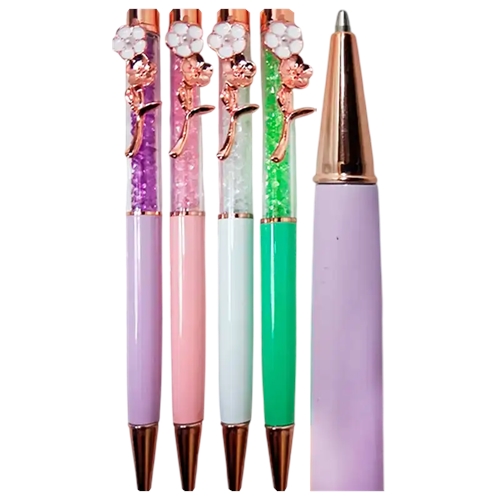 BOLIGRAFO DE GIRO FLOR METAL PASTEL
