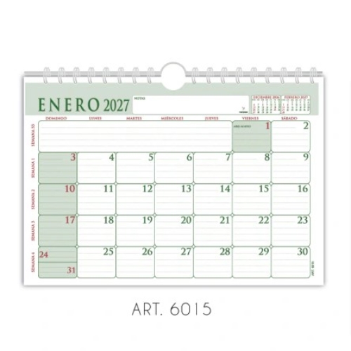 ORGANIZADOR ANUAL NOR-PACK HORIZONTAL ESPIRAL C/PERCHA 25X17CM 6015