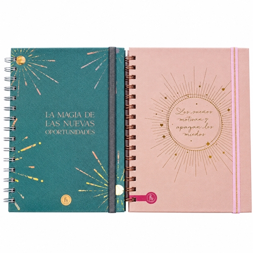 [70304] CUADERNO REY A5 PREMIUM T/ DURA METALIZADA C/ ESP 80 HOJAS CON ELASTICO 15X21 1023