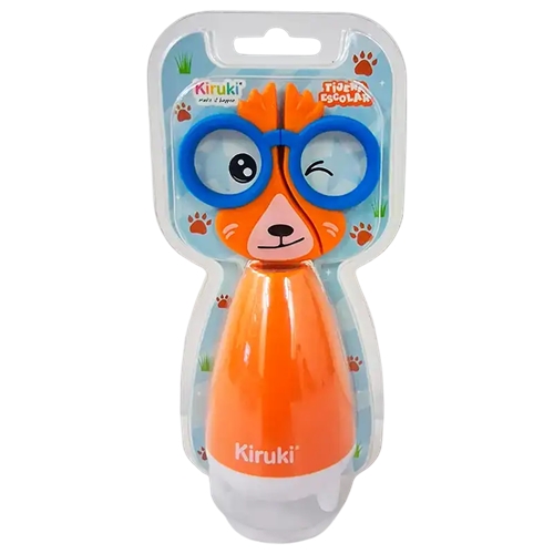 TIJERA ESCOLAR KIRUKI TIGRE 13CM PUNTA REDONDA CON BASE 150009