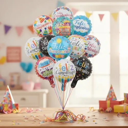 GLOBO FELIZ CUMPLEAÑOS MINI METALIZADO 15CM