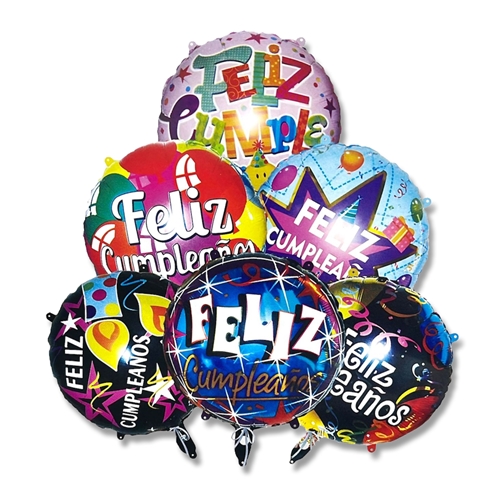 GLOBO FELIZ CUMPLEAÑOS METALIZADO 45CM