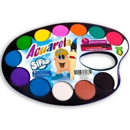 [302510] ACUARELA SIFAP PALETA CON PINCEL 12 COLORES BLISTER