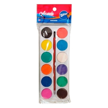 [302511] ACUARELA SIFAP RECTANGULAR CON PINCEL BLISTER