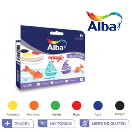 ACUARELA  ALBA MAGIC CON PINCEL 6 COLORES