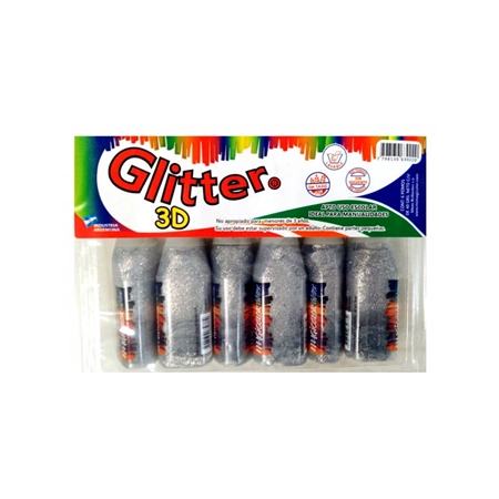 ADHESIVO COLOR MAGICOLOR GLITTER 3D PLATA