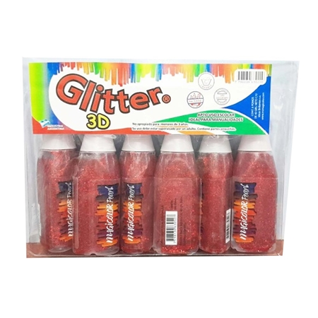 ADHESIVO COLOR MAGICOLOR GLITTER 3D ROJO