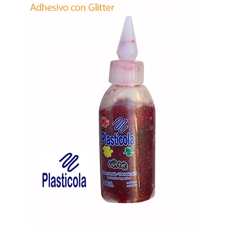 [304035] ADHESIVO COLOR PLASTICOLA GLITTER ROJO 31 GR (00179)